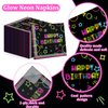 100Pcs Neon Napkins, 13 x 13 Inches Glow in The Dark Paper Napkins, Black Light Glow Party Supplies Tissue Paper for Lets Glow Crazy Party Neon Fluorescent Birthday Party Decorations