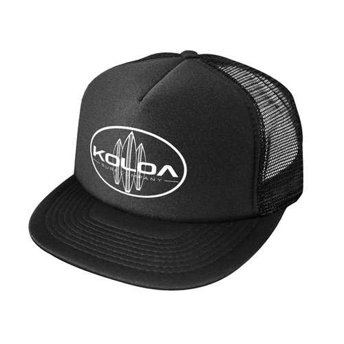 Joe's USA Koloa Surf Classic Surfboards High Profile Poly-Foam Trucker Hat-Black Black