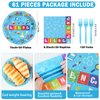 chiazllta Science Party Supplies Tableware Set for 20 Guests Little Scientist Party Birthday Plates Laboratory Party Decorations Includes 7inch Plates, Napkins, Tablecloth