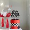Gyufise 1Pcs Two Fast Birthday Cake Topper Black Glitter Checkered Flag Racing Car 2nd Birthday Cake Pick for Let's Go Racing Theme Boys Girls Kids Second Birthday Party Cake Decorations Supplies