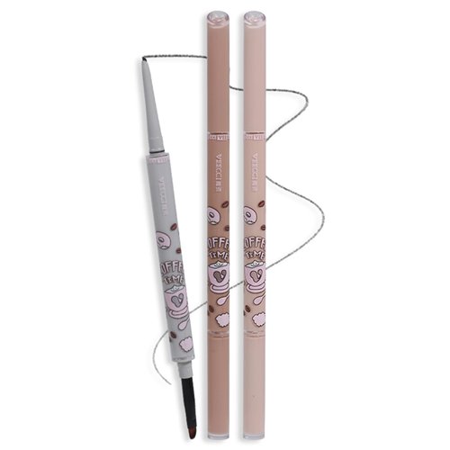 VEECCI Waterproof Gel Eyeliner Pencil - Highly Pigmented, Smudge-proof, Longwearing and Ultra-Fine Tip for Precise Eye Makeup - Built-in Brush for Easy Application - Ideal for women(04 Light Brown)