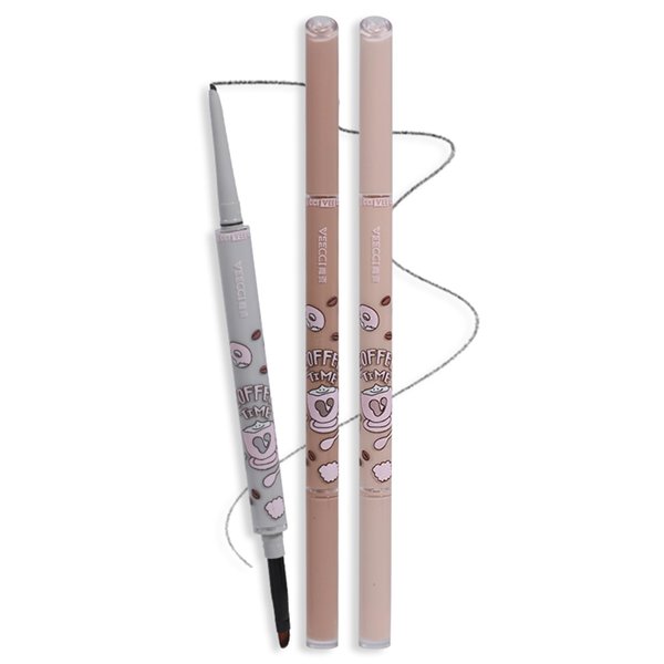 VEECCI Waterproof Gel Eyeliner Pencil - Highly Pigmented, Smudge-proof, Longwearing and Ultra-Fine Tip for Precise Eye Makeup - Built-in Brush for Easy Application - Ideal for women(04 Light Brown)