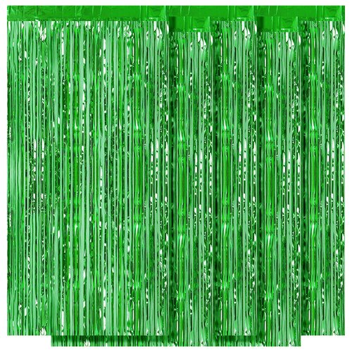 5 Pack Green Fringe Backdrop 3.2ft x 8.2ft Foil Curtain Tinsel Foil Fringe Curtains Backdrop Tinsel Backdrop Streamers for Birthday Curtain Party Decoration Wedding Christmas Decoration (Green)