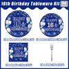 Kepeel 96Pcs 16th Birthday Party Tableware Set, Blue and Silver Happy 16th Birthday Party Decorations Supplies for Boys Girls 16 Years Old Birthday Party Dessert Plates Napkins Forks Favors, Serve 24