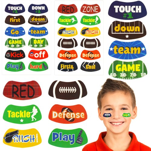 CCINEE 240Pcs Football Face Tattoos, 20 Sheets Football Body Temporary Stickers Under Eye Sticker Face Paint for Football Game Party Birthday Theme Party Decoration Favor Supplies Scholl Reward Prizes