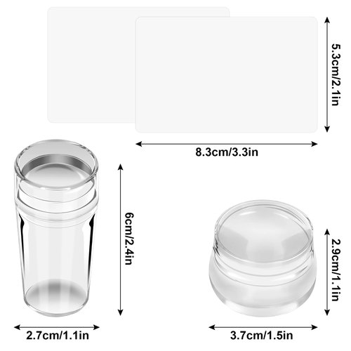 2 Set Clear Silicone Nail Stamper Set Transparent Visible Body Jelly Nails Art Template Tools with Scraper for DIY Nail