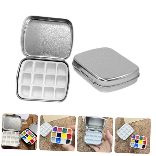Beatifufu 2 Sets Palette Nail Polish Stand Tray Nail Polish Empty Nail Polish Tin Compartment Storage Containers Nail Polish Holder Gel Nail Polish Organizer Nail Polish Mini Iron Dispenser