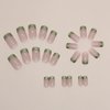 BABALAL Square Press on Nails Medium Fake Nails Green French Tip Glue on Nails Chrome Acrylic Nails 24Pcs Squoval False Nails for Women and Girls