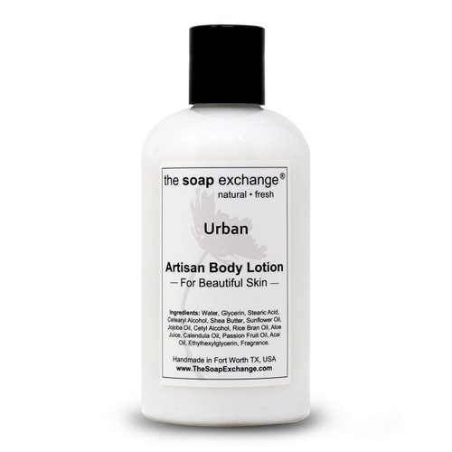 The Soap Exchange Body Lotion - Urban Scent - Hand Crafted 8 fl oz / 240 ml Natural Artisan Skin Care for Hand, Face, & Body, Moisturize, Hydrate, & Protect. Made in the USA.