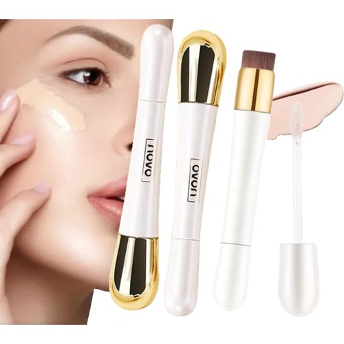 Happyhours 2 In 1 - Foundation + Anti-Wrinkle Concealer-With Built-In Brush, Novo Double Ultra-MattFinish Liquid Foundation And A Concealer All In One, Waterproof Concealer Make-Up For Face (03 2PCS)