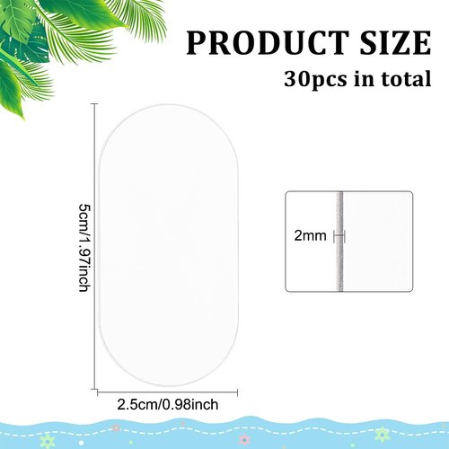 FINGERINSPIRE 30 Pcs Clear Miniature Bases 25x50mm Oval Acrylic Action Figure Display Bases 2mm Thick Miniature Bases Blanks Acrylic Mini Oval Base for Miniatures Wargaming Boardgaming Collectible