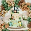 iLaFm 142PCS Sage Green Brown Balloon Garland Kit Jungle Safari Wild Woodland Balloon Arch Olive Green Gold Coffee Cocoa Balloons for Wedding Birthday Shower Party Decorations