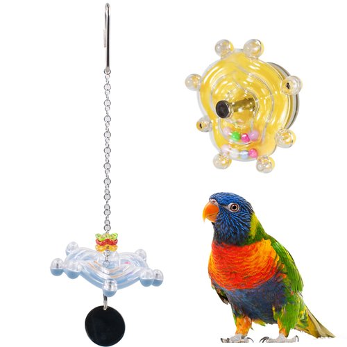 2PCS Bird Toys for Parakeets Colorful Bird Swivel Wheel Rotating Toys Bird Parrot Chewing Toys Interactive Spinner Rattle Parrot Toy Bird Toy Bird Cage Accessories for Small Medium Parrots Lovebirds