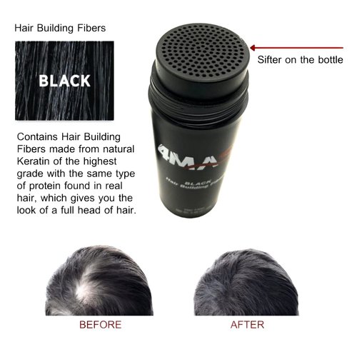 4MAS Hair Building Fibers | Line filling or Thinning Hair | Thicker Hair Look | 9 Shades for Men & Women | 25g