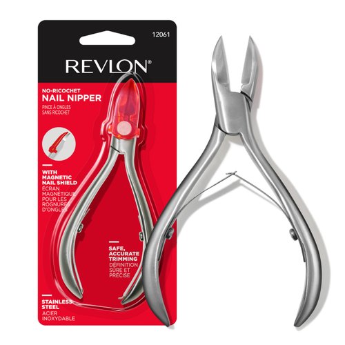 REVLON Stainless Steel Nail Clipper, Magnetic Shield, No-Ricochet Nipper, Fingernail-Clippers for at Home Spa, Unisex-Adults