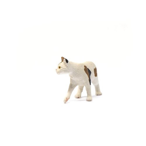 Schleich Farm World, Realistic Cat Animal Toys for Kids, American Shorthair Cat Toy, Brown and White, Ages 3+