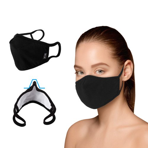 1 Pack Face Mask Cloth Reusable Washable Cover Triple Layer Shield Nose Bridge EU0308 Black