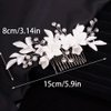 Teyglen Dainty Flower Wedding Hair Comb Bridal Silver Leaf Crystal Pearl Hair Pieces Side Comb for Bride Floral Rhinestone Headpieces Hair Accessories for Women Girls