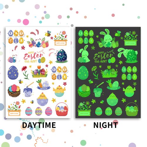 Crazy Night Glow Easter Temporary Tattoos for Kids -75 Styles, Glow Easter Tattoos for Kids Party Favors, Happy Easter Party Supplies Gifts for Boys and Girls, Easter Basket Stuffers