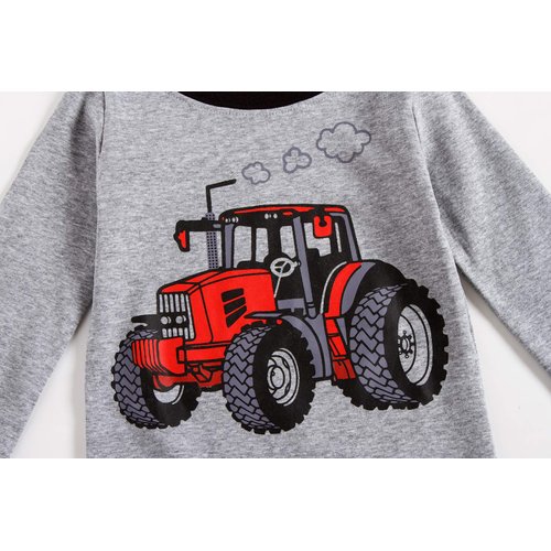 Family Feeling 4 Piece Little Boys Long Sleeve Pajamas Sets 100% Cotton Tractor Pyjamas Kids Pjs Size 6 Grey