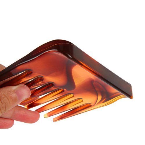 Mini Wide Tooth Detangling Comb for Curly, Wavy Hair - Portable Shower and Beard Comb for Men and Women, Styling for Wet, Dry, Long Hair (Brown)