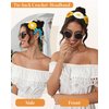 AWAYTR Crochet Headbands for Women Hippie Headband Bandana Tie-Back Knit Headband for Girls Wide Head Bands Floral Crochet Headwrap (Yellow + Green/Blue + Yellow)