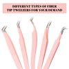 Lash Tweezers For Eyelash Extensions Fiber Tip Lash Tweezers Professional Fan Making Lash Extension Tweezers Volume Lash Tweezers Stainless Steel(Pink 90 Degree Tweezers,1Pc)