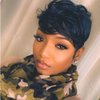 Fancy Hair Human Hair Wig Short Pixie Cut Wigs Black Slight Wavy Brazilian Virgin Human Hair Wigs Layered Cut Wigs for Black Women