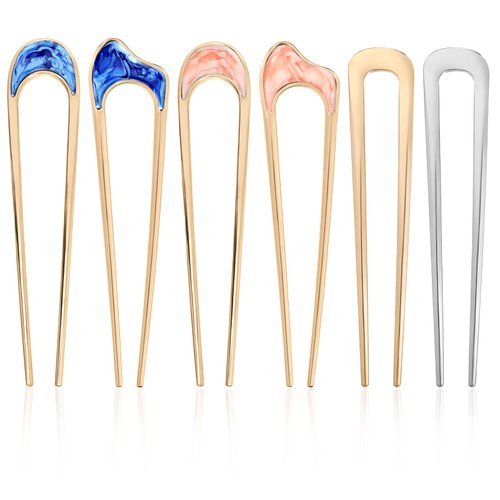 6Pcs French Twist Hair Pin Metal U Shaped Hair Pin Vintage Hair Fork Elegant Hair Pins U Shaped Hair Pin Stick French Twist Hair Pin or Women Girls Hair Types Styling Hair Accessories