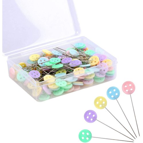200 PCS Flat Head Pins, Straight Pins, Sewing Pins for Fabric, Button Colored Heads Quilting Pins, Boxed for Sewing DIY (Assorted Colors), Mixed