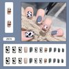 Medium Length Press on Nails, Artificial Acrylic Fake Nails for Women, 24PCS Full Cover Reusable False Nails Kits, Cute Cow Nails Design, Glue on Nails Fake Nails