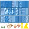 24 Pieces Silk Screen Stencils for Polymer Clay Cutter Tools Reusable Silkscreen Print Kit DIY Craft Earring Jewelry Making Supplies Screen Stencils Reusable with 2 Squeegees, 3.9 x 6''