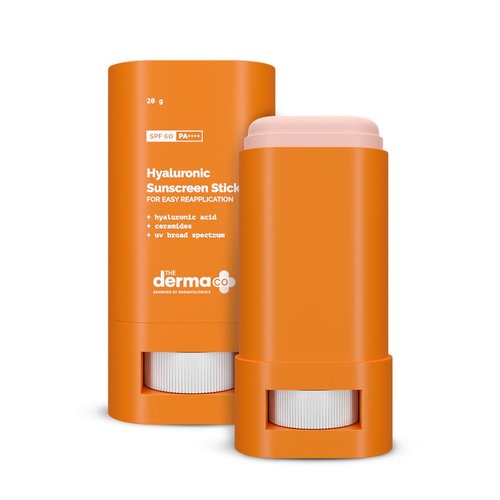 The Derma Co Hyaluronic SPF 60 Sunscreen Stick with PA++++ | for Easy Reapplication | Provides UVA/B Rays Protection & Controls Oil | Non-Greasy | 0.71 Oz/20 g