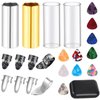 Guitar Slide, 4pcs Augshy Medium Guitar Slides(1 Stainless Steel, 1 Brass and 2 Glass), 4pcs Stainless Steel and 4pcs Plastic Thumb & Finger Picks, 10pcs Guitar Picks All in One Box Guitar Accessories