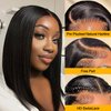 Bob Wigs Human Hair 13x4 Hd Lace Front Wigs Human Hair Pre Plucked 180 Density Short Bob Wig Lace Frontal Wig Glueless Wig Brazilian Virgin Human Hair for Women with Baby Hair Natural Black 14 Inch