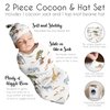 Sweet Jojo Designs Jungle Animals Boy Girl Gender Neutral Unisex Baby Cocoon Swaddle and Beanie Newborn Jersey Set Infant Wearable Blanket Going Home Outfit Set Green Boho Safari Elephant Giraffe