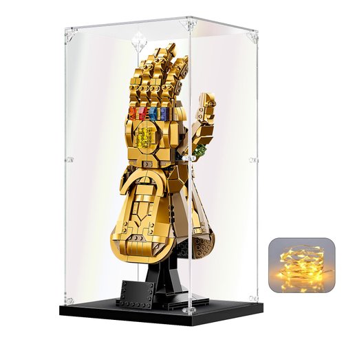 KOLIPI Acrylic Display Case for Lego Infinity Gauntlet 76191 Nano Gauntlet 76223 Clear Acrylic Display Box for Figures Doll Toys Collectibles (7.5x6.3x14.2 inch, 19x16x36 cm)