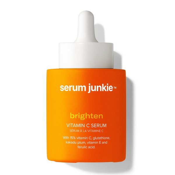 Serum Junkie BRIGHTEN 15% Stabilized Vitamin C Serum with Glutathione, Ferulic Acid, Hexylresorcinol, Kakadu Plum, Vitamin E, Brightening, Glowing Skin, Anti-Aging 1 fl oz