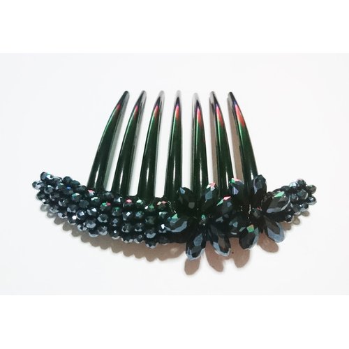 Side Comb French Twist Hair Comb Hair Accessories Decorative Hair Wedding Hair Accessories Ornamented Along Top of Heading With Crystal (2 Flower)