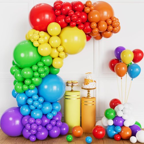 HYKJNBW Rainbow Balloons Arch Kit 137 Pcs Rainbow Balloons Garland For Kids Party Decoration Birthday Supplies Colorful