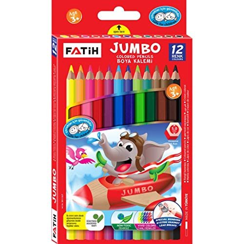 Jumbo Colored Pencils | Set of 12 | With X Big Pencil Sharpener | Pre School & Special Learners