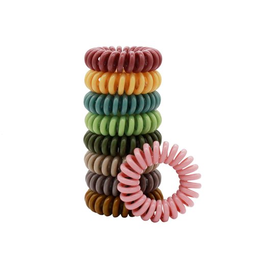 ChaosssCo Women's Spiral Coil Hair Ties, Ponytail Phone Cord Hair Band, Pack of 9 (Dark Multi-Color)