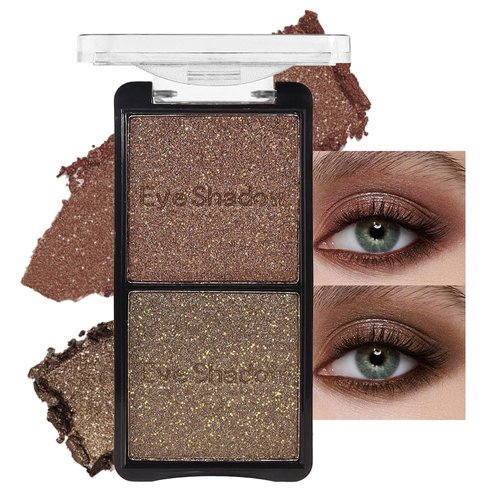 FeiCuiYun Double color eye shadow, Eyeshadows Creamy, high pigment eye makeup palette, matte shimmer metal eye shadow powder, Blendable, Ultra-Pigmented, Easy to Apply, Matte & Shimmer, (06)