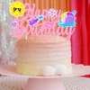 Pool Party Birthday Cake Topper Summer Pool Birthday Party Decorations Pink Glitter Summer Beach Happy Birthday Cake Topper Decorations for Boys Girls Summer Holiday Birthday Party Favor Supplies