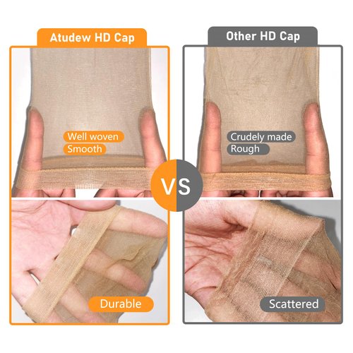 Atudew 24 PCS HD Wig Cap, Wig Caps for Women, Wig Cap for Lace Front Wig, Stocking Caps for Wigs, Bald Cap for Wig, Brown, Invisible, Super Thin, Nylon, Transparent, Elastic Wig Cap (12 Packs)