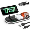 LOOWARTS Wireless Charger iPhone Apple Qi2 Magsafe Charger 3 in 1 Charging Station Apple Magsafe Charger Stand for iPhone 16 15 14 13 12 Plus Pro Max, Apple Watch 1-9 Ultra, Airpods 2-3 Series