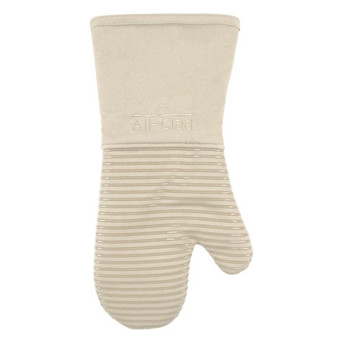 All-Clad Premium Silicone Oven Mitt: Heat Resistant to 500 Degrees - 100% Cotton & Silicone, 14"x7" Pot Holder for Kitchen and Barbeque, (1-Pack), Almond