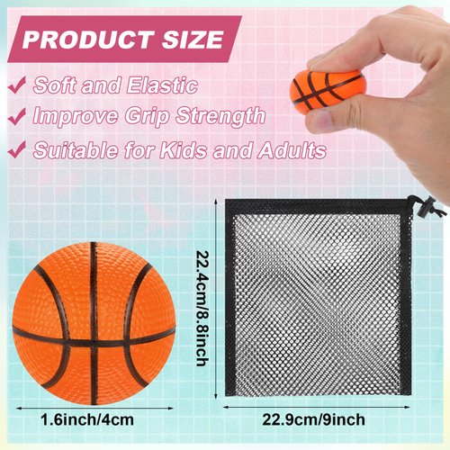 Mini Stress Balls,40 Pack Mini Basketball Foam Sports Balls,1.6 Inch Mini Basketballs for Kids,Small Basketball Squeeze Balls Bulk for Stress Relief Class Rewards Birthday Party Favors Pet Toys