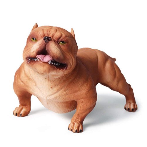 MODEBESO® Realistic Animal Figures, American Bully Pitbull Figurines,5.3 inch Hand Painting,Educational Toy,Cake Toppers Christmas Birthday Gift for Kids Todllers (Brown)