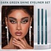 QIUFSSE 3PCS Shimmer Dark Green Shine Eyeliner Pencil,Creamy Pigmented Retractable Waterproof Eyeliner,Natural Matte Gel Eyeliner Pencil for Women（Dark Green Shine）